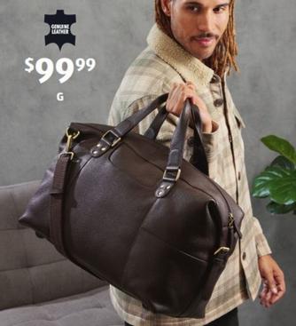 Leather Overnight Bag offers at $99.99 in ALDI