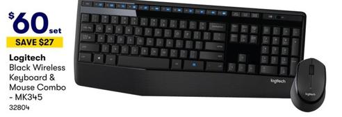 Logitech - Black Wireless Keyboard & Mouse Combo - MK345 offers at $60 in BIG W
