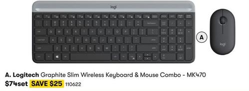Logitech - Graphite Slim Wireless Keyboard & Mouse Combo - MK470 offers at $74 in BIG W