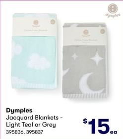 Dymples - Jacquard Blankets Light Teal Or Grey offers at $15 in BIG W