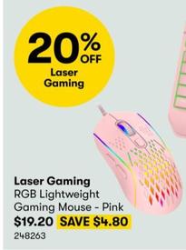 Laser - Gaming RGB Lightweight Gaming Mouse Pink offers at $19.2 in BIG W