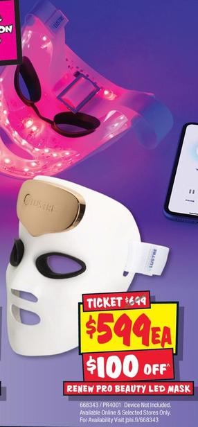 Lustreskin - Renew Pro Beauty Led Mask offers at $599 in JB Hi Fi