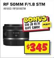 Canon - Rf 50mm F/1.8 Stm offers at $345 in JB Hi Fi