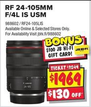 Canon - Rf 24-105mm F/4l Is Usm offers at $1969 in JB Hi Fi