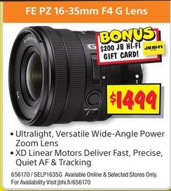 Sony - Fe Pz 16-35mm F4 G Lens offers at $1499 in JB Hi Fi