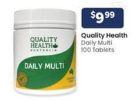 Quality Health Daily Multi 100 Tablets offers at $9.99 in Advantage Pharmacy
