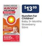 Nurofen - For Children Baby 3+ Months Strawberry 50ml offers at $13.99 in Advantage Pharmacy