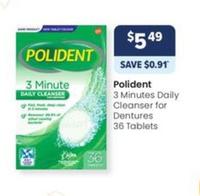 Polident - 3 Minutes Daily Cleanser For Dentures 36 Tablets offers at $5.49 in Advantage Pharmacy