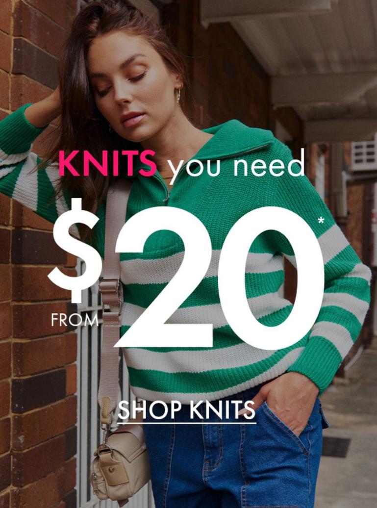 Knits offers at $20 in Rockmans