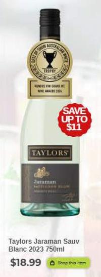 Taylors - Jaraman Sauv Blanc 2023 750ml offers at $18.99 in Sense of Taste
