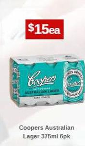 Coopers - Australian Lager 375ml 6pk offers at $15 in Sense of Taste