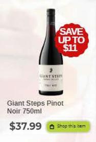 Giant Steps - Pinot Noir 750ml offers at $37.99 in Sense of Taste