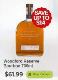Woodford - Reserve Bourbon 700ml offers at $61.99 in Sense of Taste