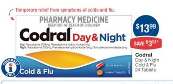 Codral - Day & Night Cold & Flu 24 Tablets offers at $13.99 in Pharmacist Advice