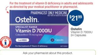 Ostelin - Vitamin D 7000iu 24 Capsules offers at $21.99 in Pharmacist Advice