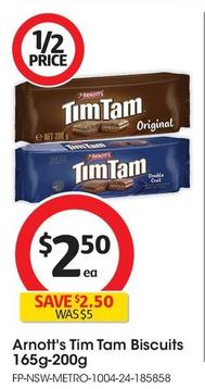 Arnott's - Tim Tam Biscuits 165g-200g offers at $2.5 in Coles