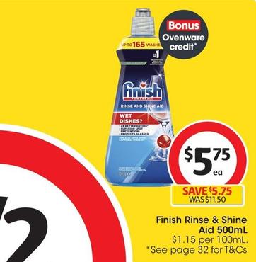 Finish - Rinse & Shine Aid 500ml offers at $5.75 in Coles