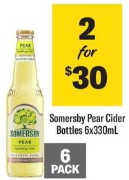Somersby - Pear Cider Bottles 6x330ml offers at $30 in Coles
