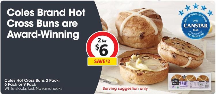 Coles - Hot Cross Buns 3 Pack offers at $6 in Coles