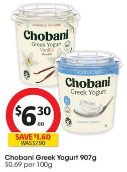 Chobani - Greek Yogurt 907g offers at $6.3 in Coles