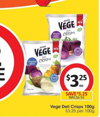 Vege Deli Crisps 100g offers at $3.25 in Coles