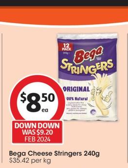 Bega - Cheese Stringers 240g offers at $8.5 in Coles
