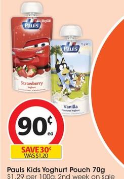 Pauls - Kids Yoghurt Pouch 70g offers at $0.9 in Coles