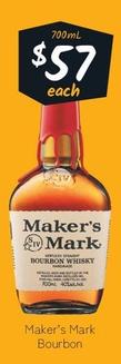 Maker's Mark - Bourbon offers at $57 in Cellarbrations