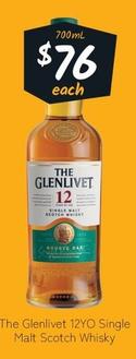 The Glenlivet - 12yo Single Malt Scotch Whisky offers at $76 in Cellarbrations