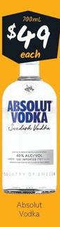 Absolut - Vodka offers at $49 in Cellarbrations
