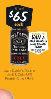 Jack Daniels - Double Jack & Cola 6.9% Premix Cans 375ml offers at $65 in Cellarbrations