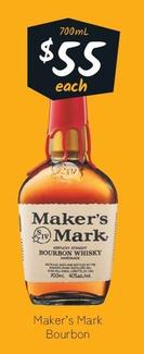 Maker's Mark - Bourbon offers at $55 in Cellarbrations