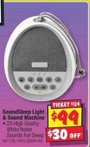 Homedics - Soundsleep Light & Sound Machine offers at $99 in JB Hi Fi