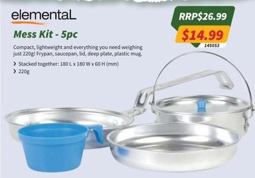 Elemental - Mess Kit 5pc offers at $14.99 in Tentworld