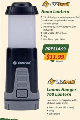 Oztrail - Nano Lantern offers at $11.99 in Tentworld