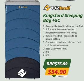 Oztrail - Kingsford Sleeping Bag +5c offers at $54.9 in Tentworld