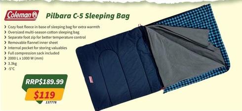Coleman - Pilbara C-5 Sleeping Bag offers at $119 in Tentworld