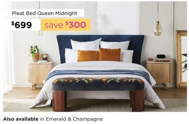 Pleat Bed Queen Midnight offers at $699 in Early Settler