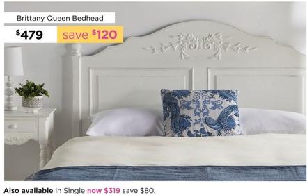 Brittany Queen Bedhead offers at $479 in Early Settler