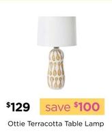 Ottie Terracotta Table Lamp offers at $129 in Early Settler