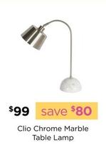 Clio Chrome Marble Table Lamp offers at $99 in Early Settler