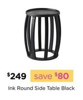 Ink Round Side Table Black offers at $249 in Early Settler
