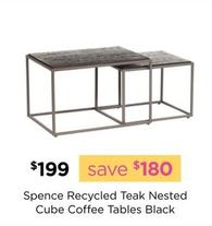 Spence Recycled Teak Nested Cube Coffee Tables Black offers at $199 in Early Settler