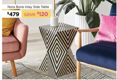 Nora Bone Inlay Side Table offers at $479 in Early Settler