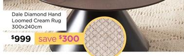 Dale Diamond Hand Loomed Cream Rug 300x240cm offers at $999 in Early Settler
