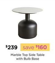 Marble Top Side Table With Bulb Base offers at $239 in Early Settler