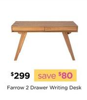 Farrow - 2 Drawer Writing Desk offers at $299 in Early Settler