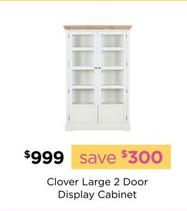 Clover - Large 2 Door Display Cabinet offers at $999 in Early Settler