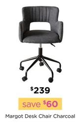 Margot - Desk Chair Charcoal offers at $239 in Early Settler