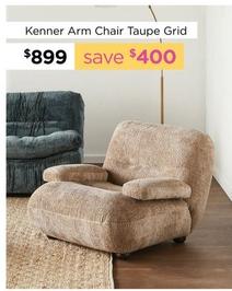 Kenner Arm Chair Taupe Grid offers at $899 in Early Settler